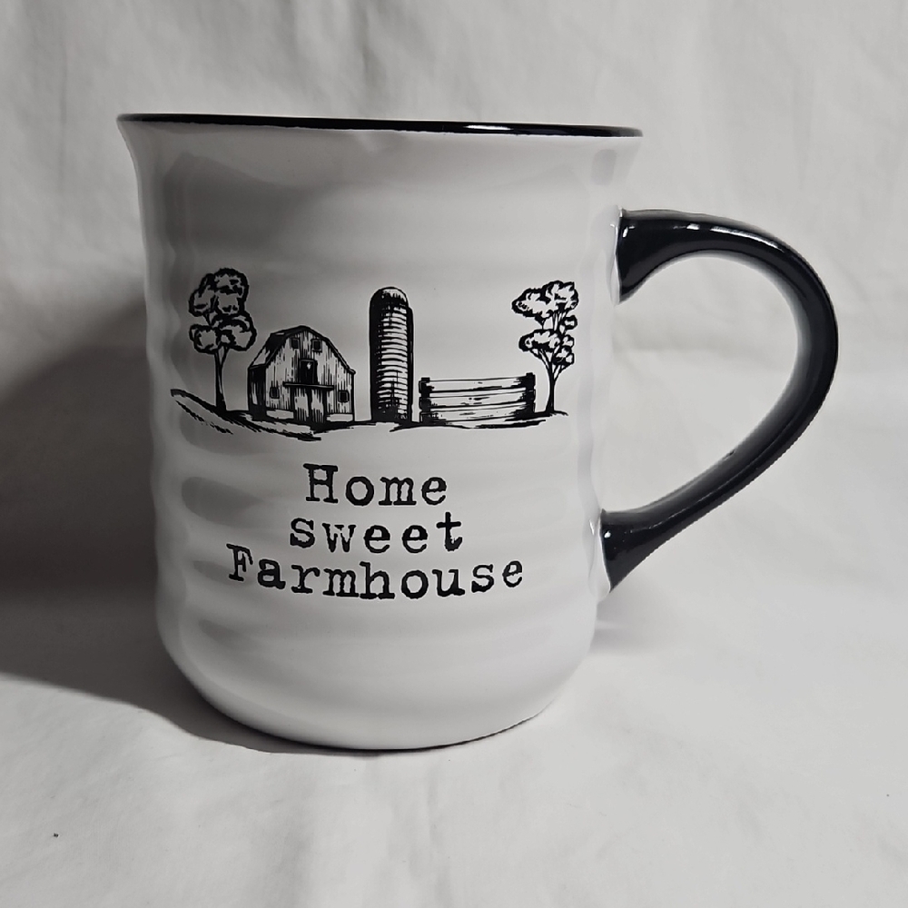 Belle Maison Home Sweet Farmhouse Black and White Mug